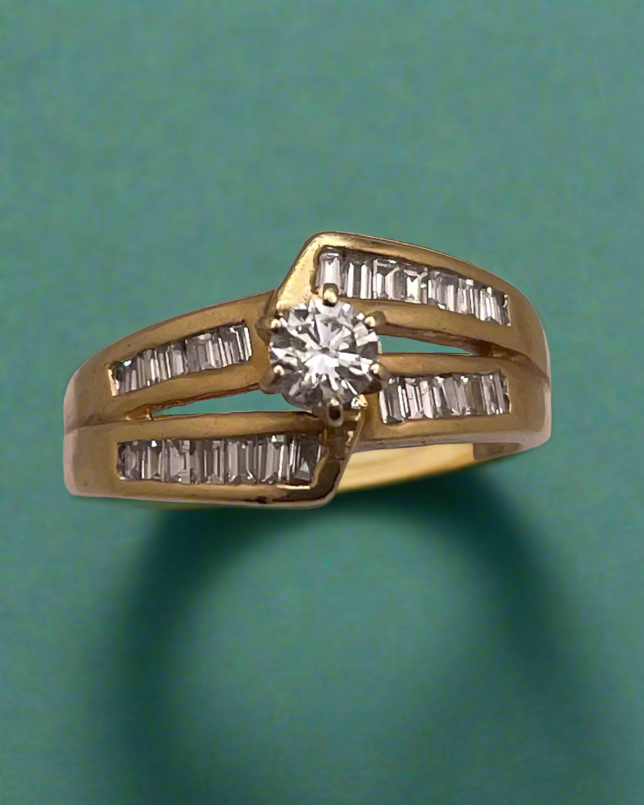 14k White & Yellow Gold 78pt Diamond Ring