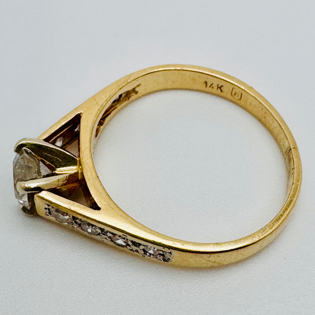 Lady's 14k Yellow & White Gold 0.74ct Diamond Engagement Ring