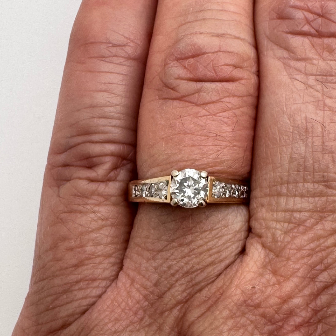 Lady's 14k Yellow & White Gold 0.74ct Diamond Engagement Ring