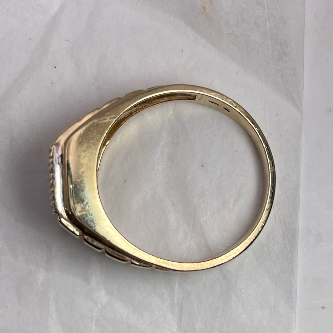 10K Yellow Gold Pave 0.15ct Diamond Grid Ring