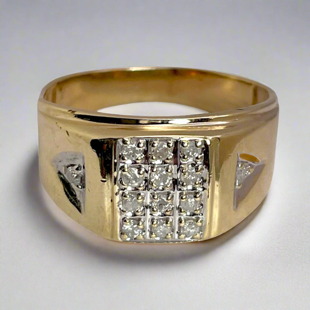 10K Yellow and White Gold 0.25ct Diamond Pave Ring