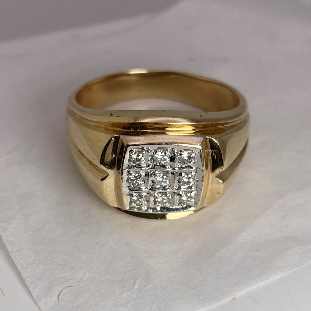 10k Yellow Gold 0.18ct Diamond Pave Band Ring