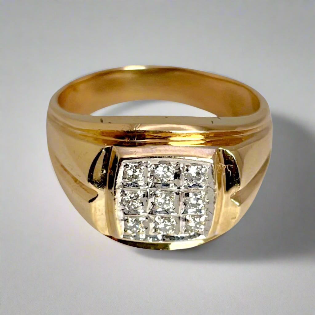 10k Yellow Gold 0.18ct Diamond Pave Band Ring