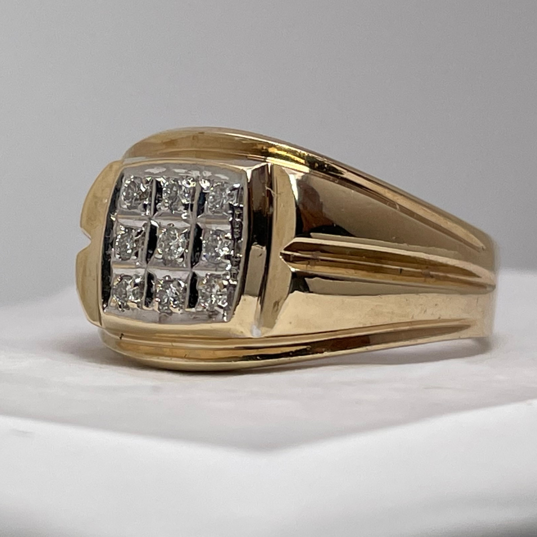 10k Yellow Gold 0.18ct Diamond Pave Band Ring