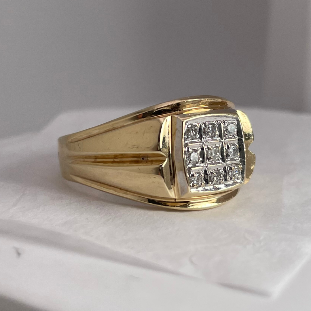 10k Yellow Gold 0.18ct Diamond Pave Band Ring