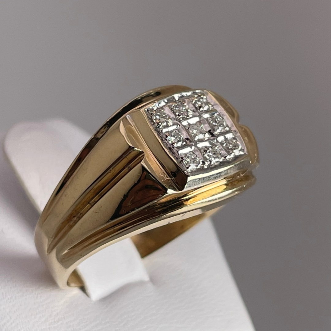 10k Yellow Gold 0.18ct Diamond Pave Band Ring