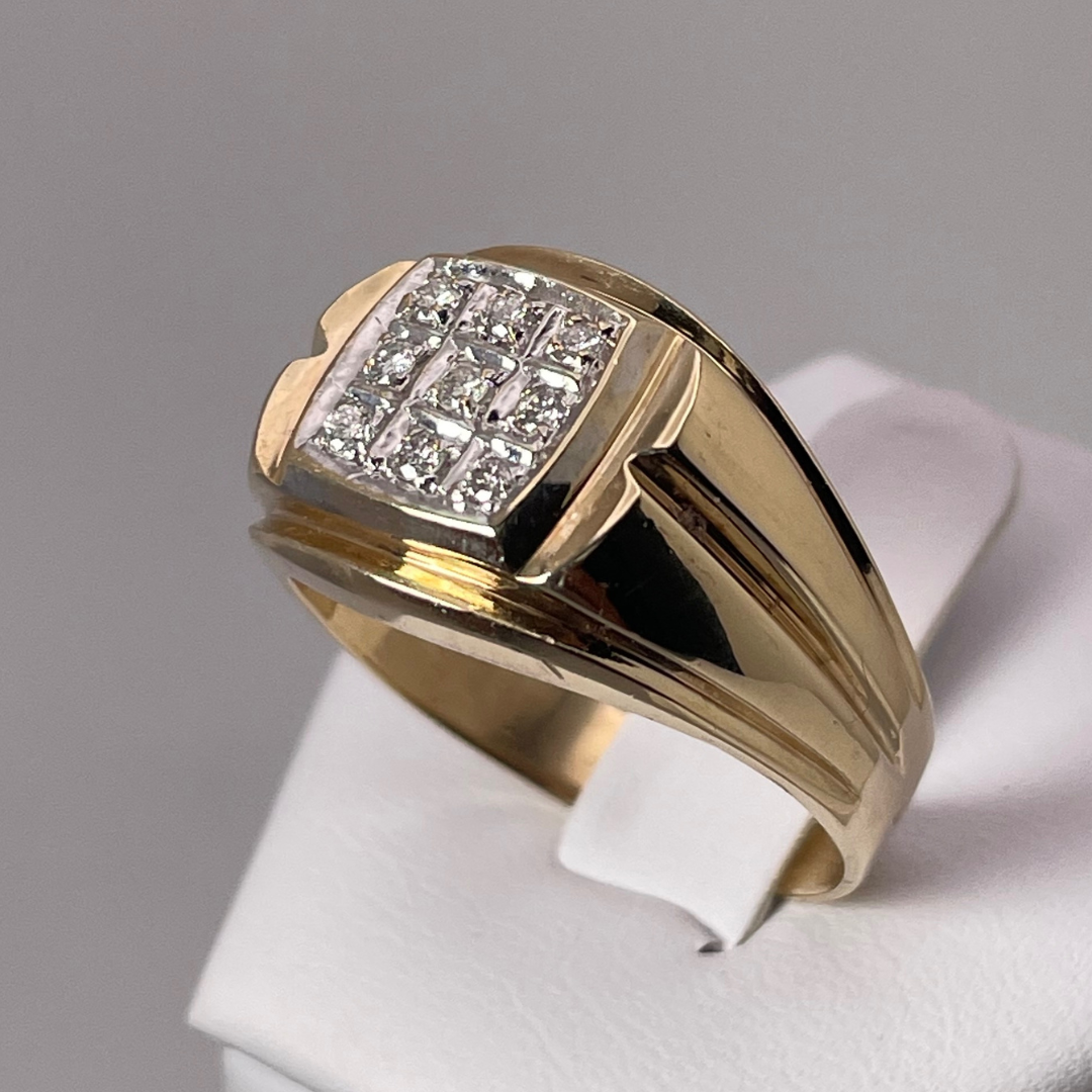 10k Yellow Gold 0.18ct Diamond Pave Band Ring