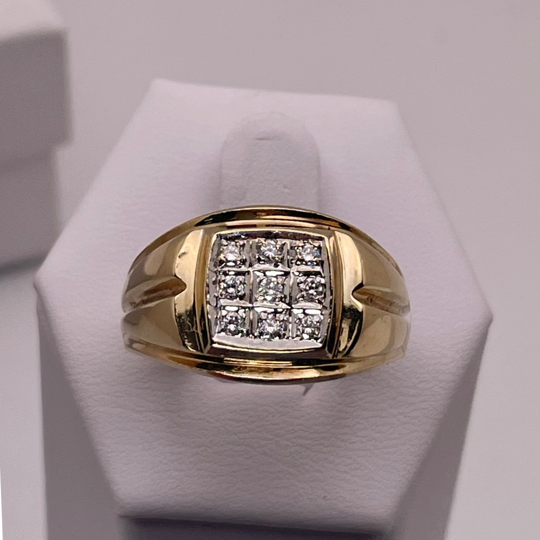 10k Yellow Gold 0.18ct Diamond Pave Band Ring