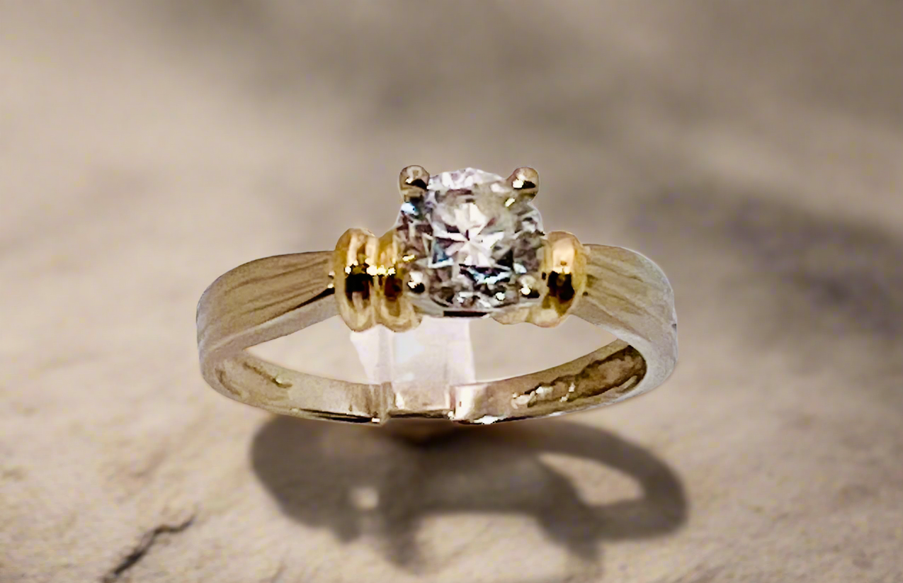 14k White Gold Round Cut 46pt Diamond Solitaire Ring