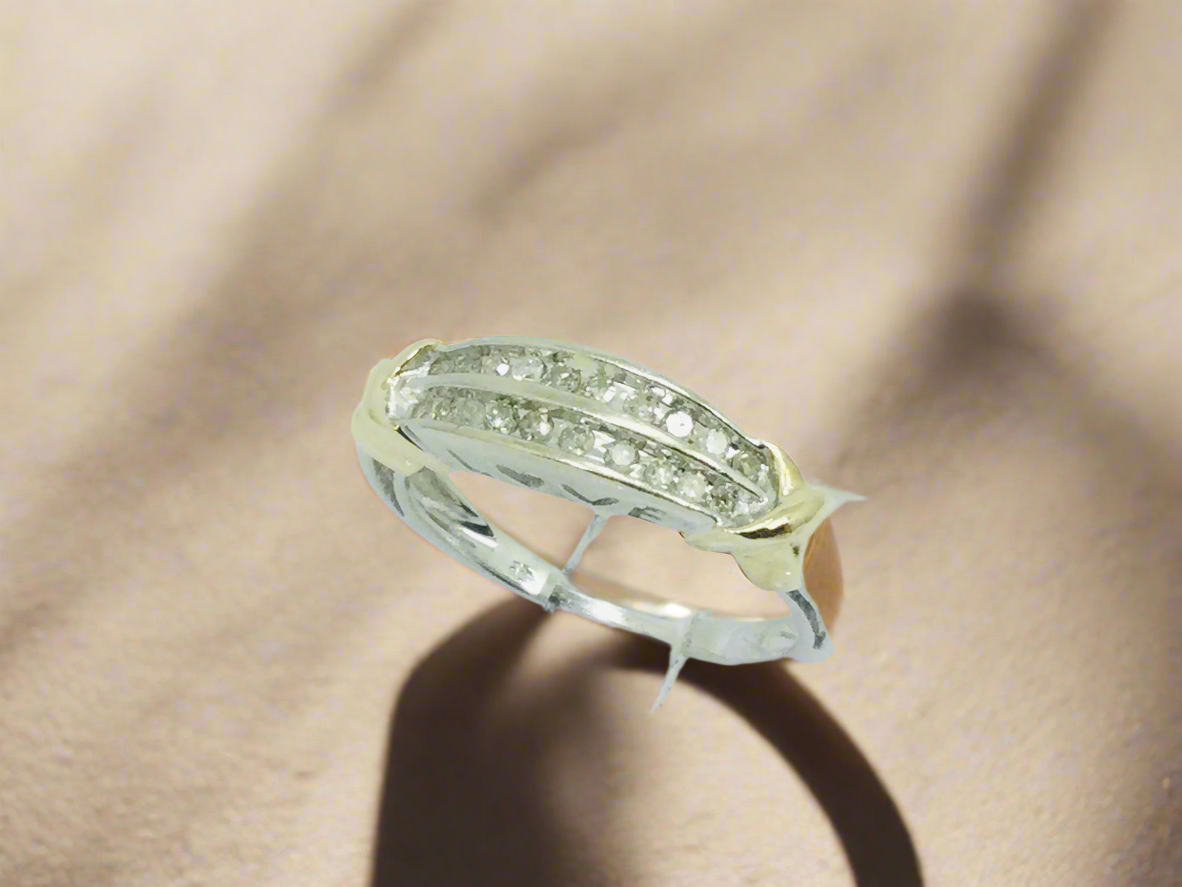 10k White Gold 20pt Diamond Row Set 'Love' Ring