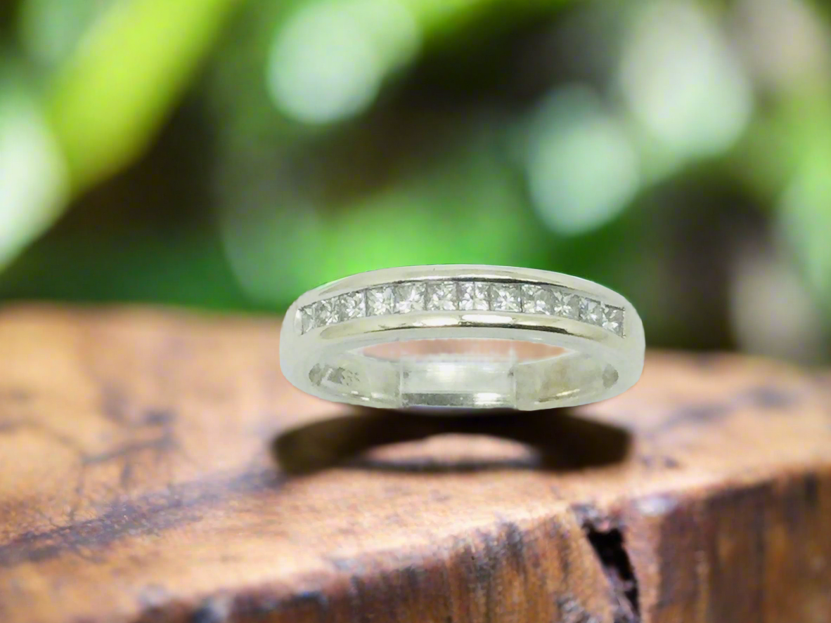 14k White Gold Princess Cut 18pt Diamond Channel Set Ring