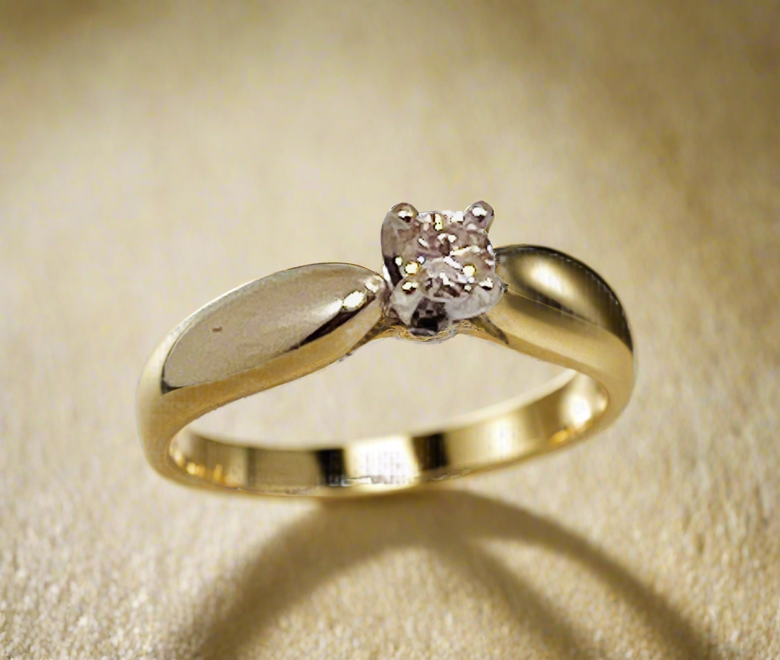 14k White Gold Round Cut 18pt Diamond Solitaire Ring