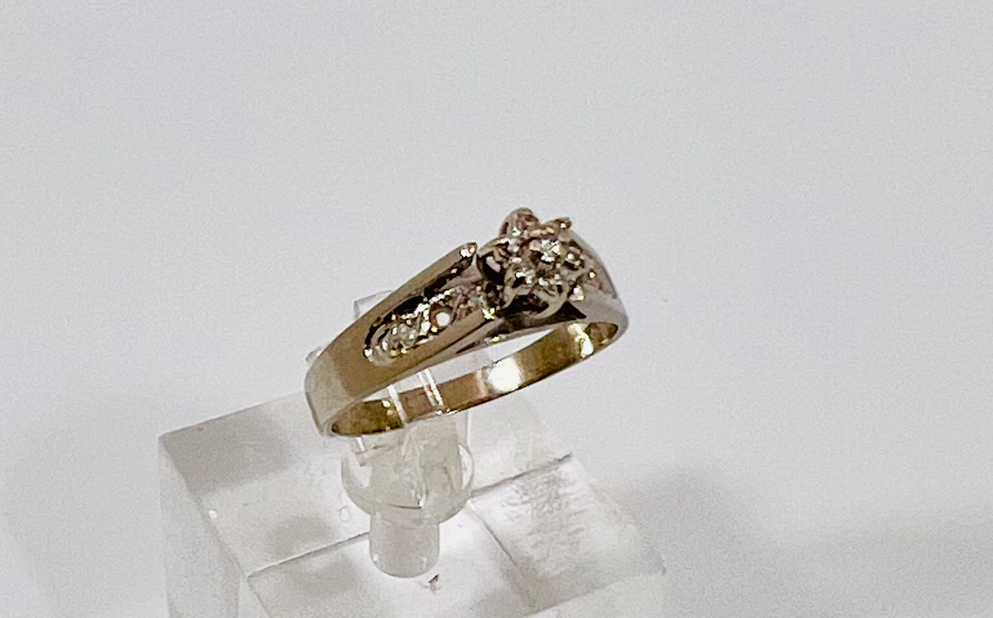 10k White Gold Round Cut 9.75pt Diamond Cluster Ring