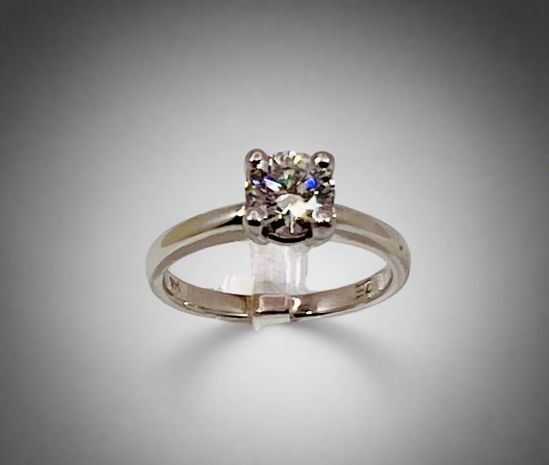 14k White Gold Round Cut 70pt Diamond Solitaire Ring