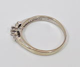 14k White Gold Round Cut 24pt Diamond Cluster Accent Ring