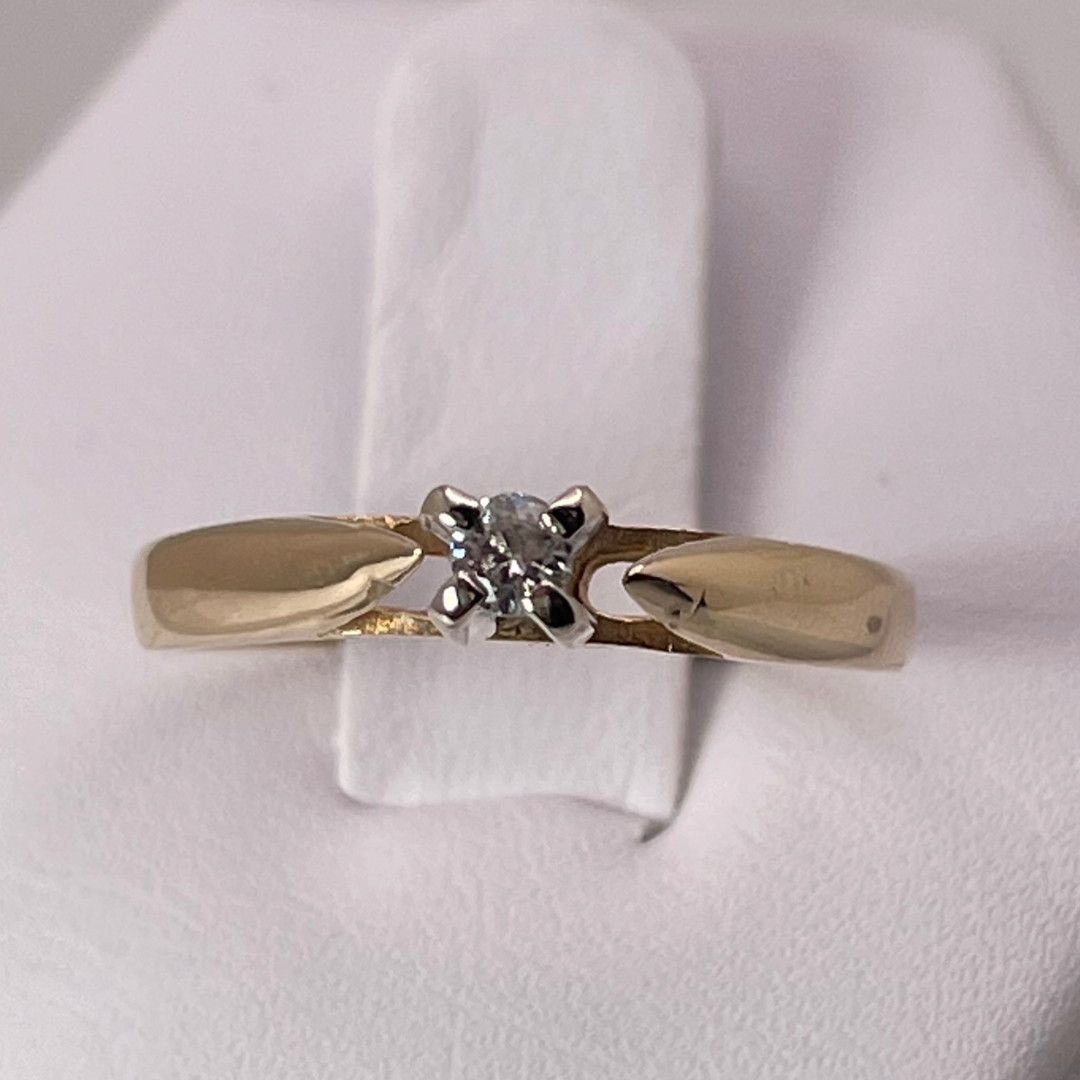 14k Yellow Gold Round Cut 0.07ct Solitaire Diamond Ring
