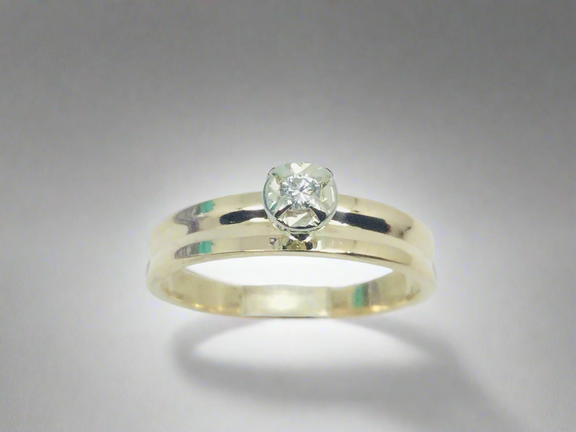 14k Yellow Gold Round Cut 4pt Solitaire Diamond Ring