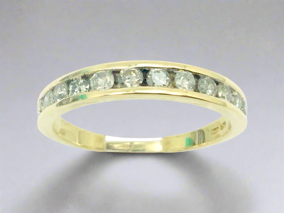 10k Yellow Gold Round Cut 48pt Channel Set Diamond Ring