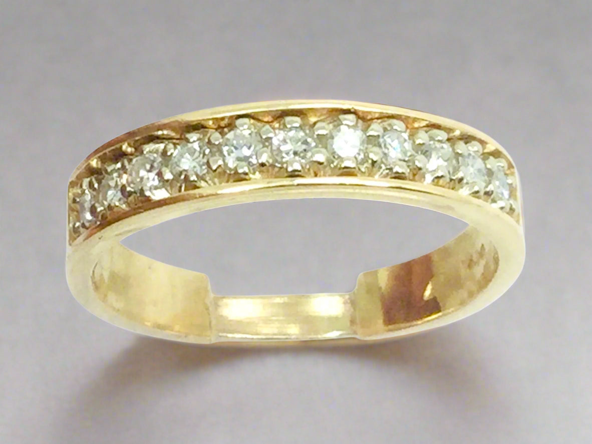 14k Yellow Gold Round Cut 22pt Diamond Row Set Ring