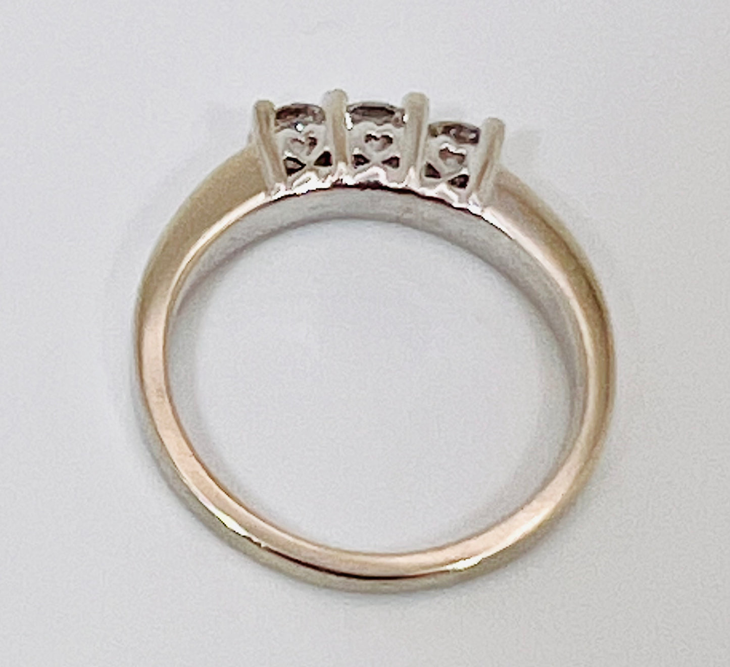 14k White Gold Round Cut 0.65ct Diamond Trinity and Channel Set Accent Ring