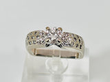 18k White Gold Round Cut 86pt Diamond with Accents Ring