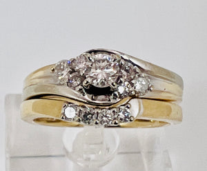 14k White Gold Round Cut 50pt Diamond Ring Set