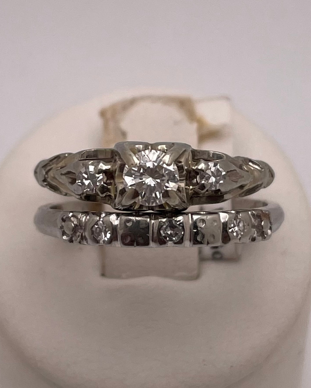 18k White Gold 37pt Diamond Engagement and wedding ring set