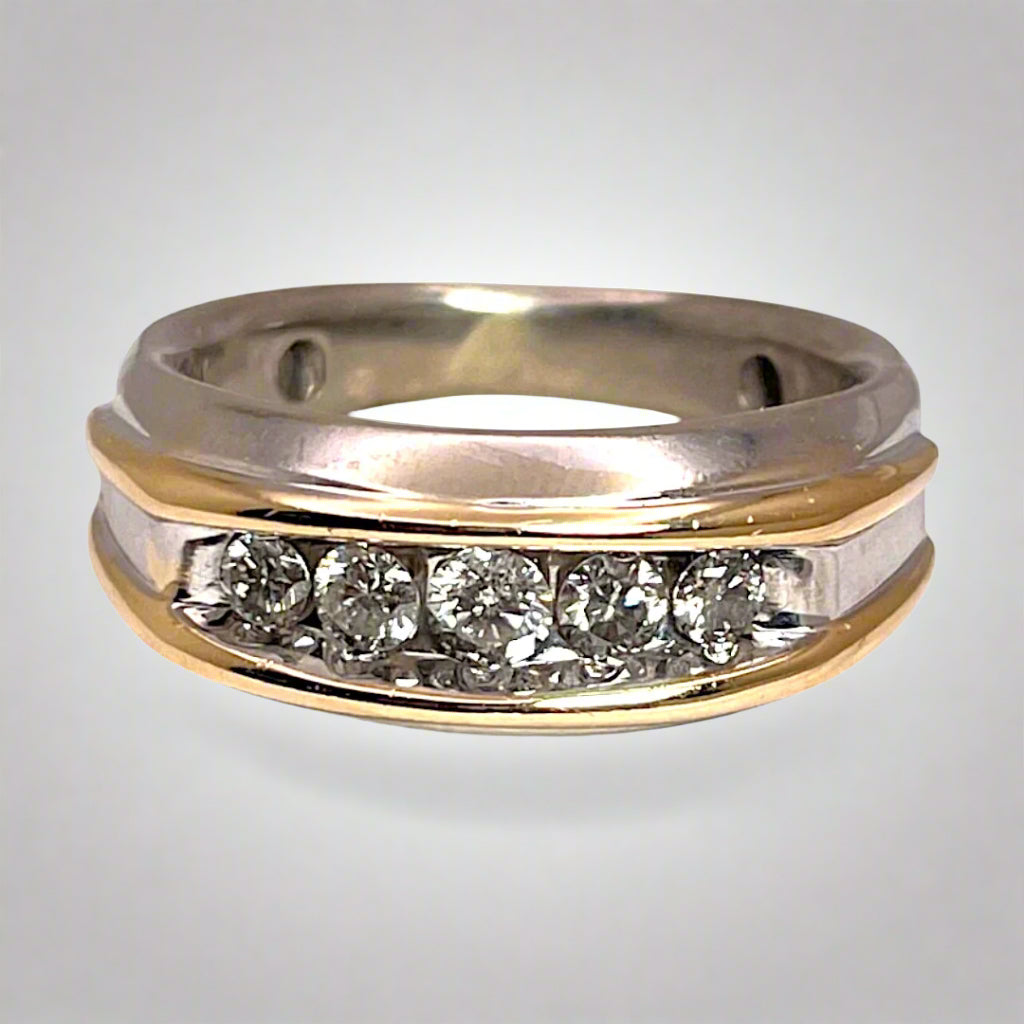 14k Yellow & White Gold 0.62ct Diamond Band Ring
