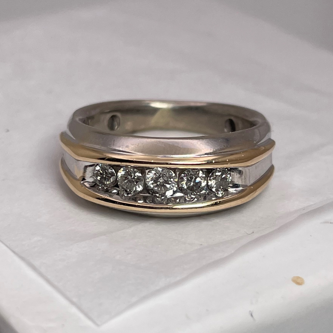 14k Yellow & White Gold 0.62ct Diamond Band Ring