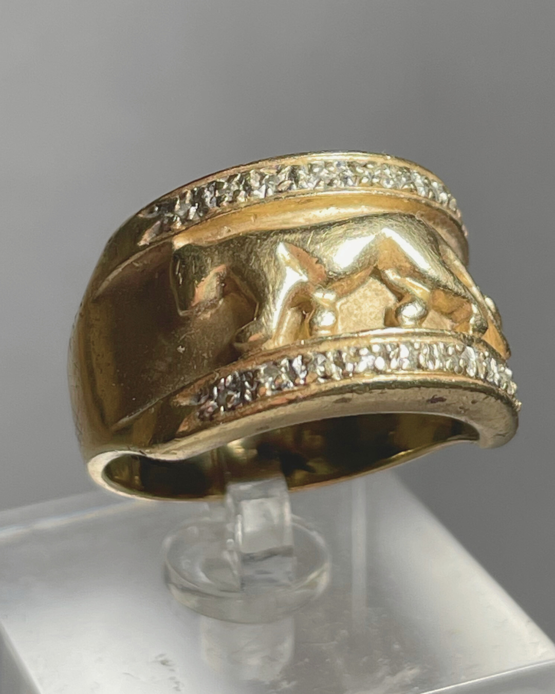 14K Yellow Gold Panther 18k Diamond Band Ring