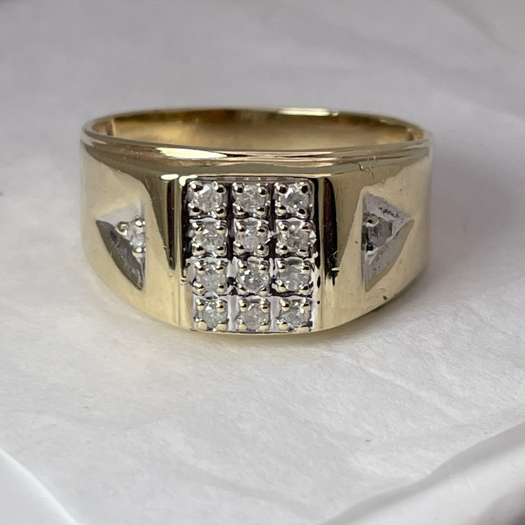 10K Yellow and White Gold 0.25ct Diamond Pave Ring