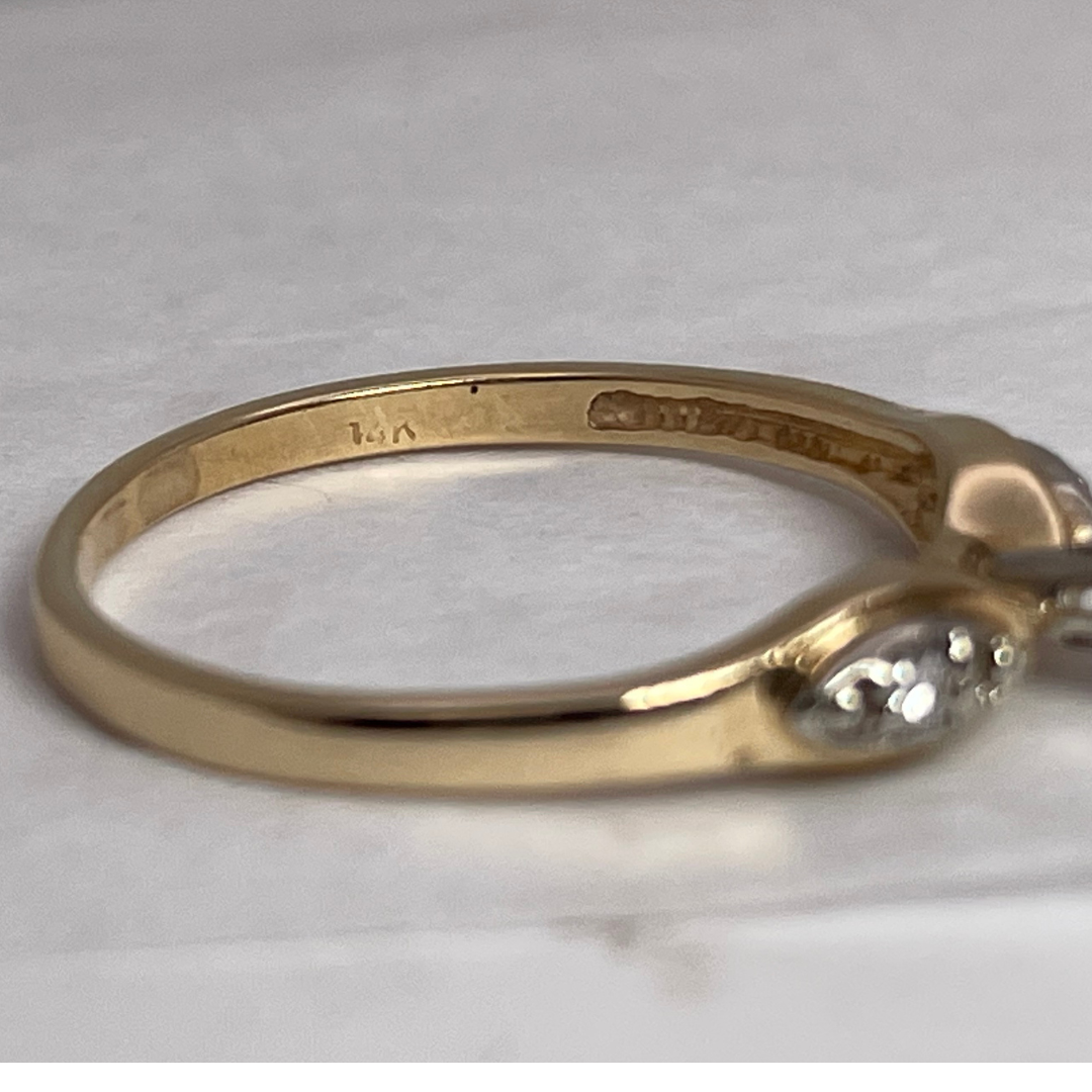 14k Yellow and White Gold 0.13ct Diamond Solitaire with Accents Ring