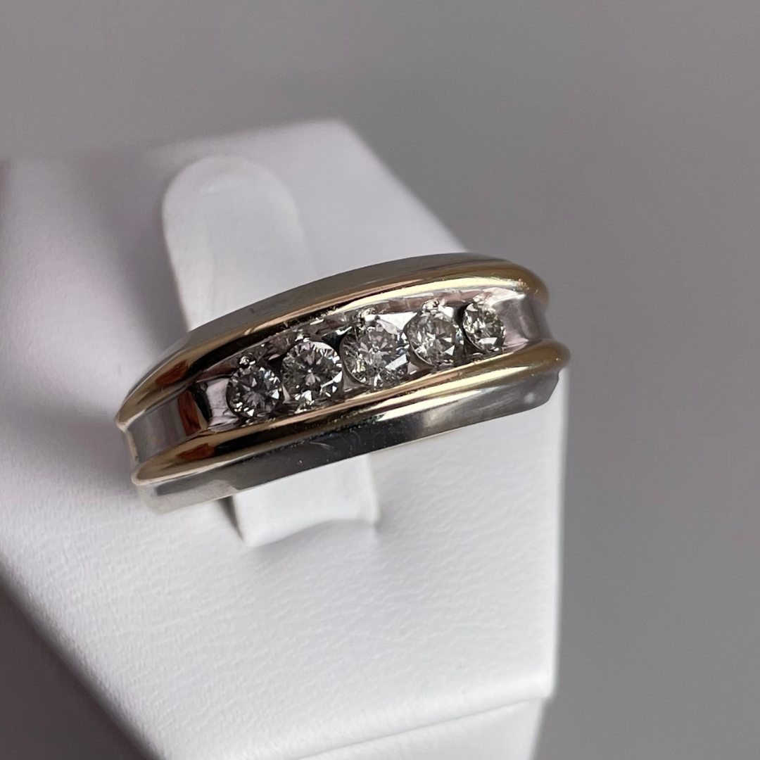 14k Yellow & White Gold 0.62ct Diamond Band Ring