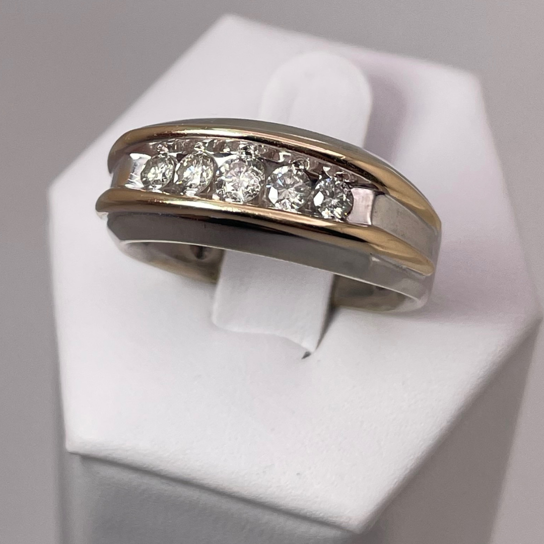 14k Yellow & White Gold 0.62ct Diamond Band Ring