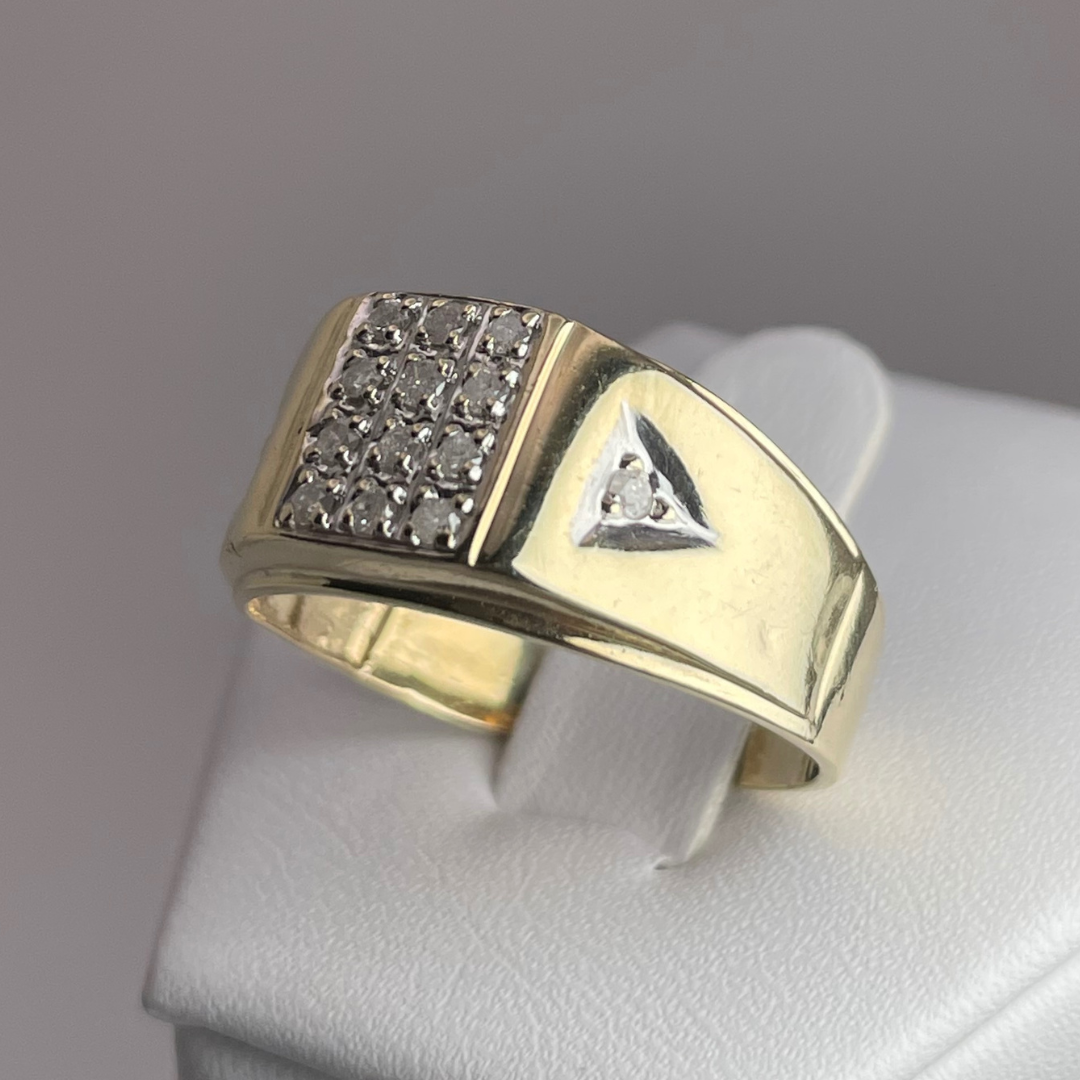 10K Yellow and White Gold 0.25ct Diamond Pave Ring