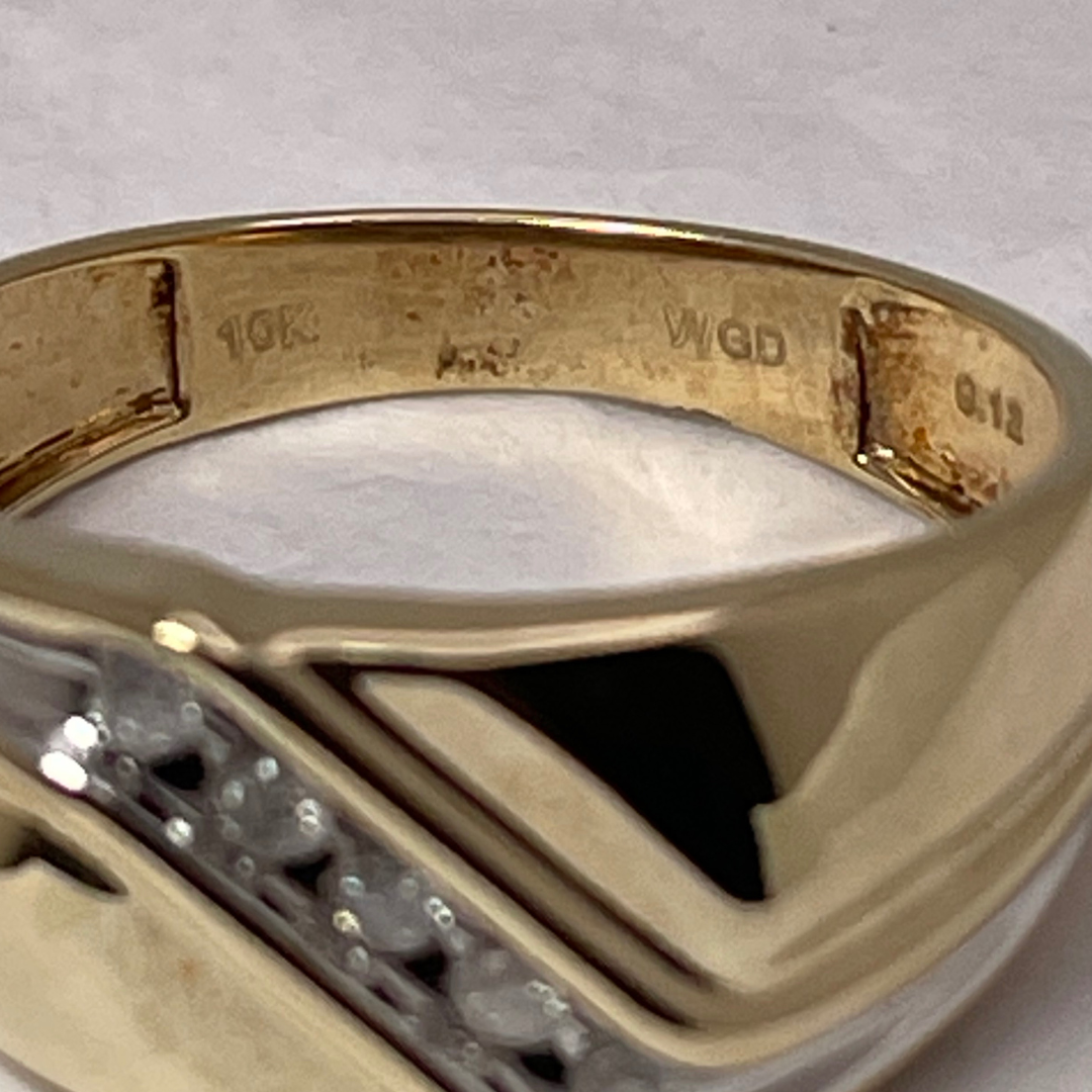 10k Yellow and White Gold 0.10ct Diamond Band Ring