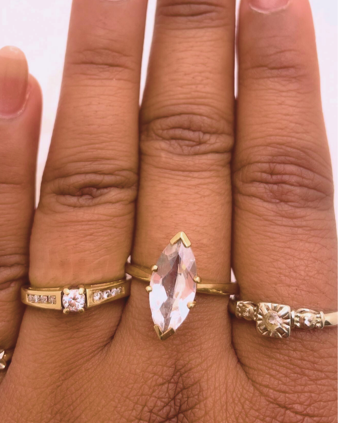 10k Yellow Gold Marquee Cut CZ Ring