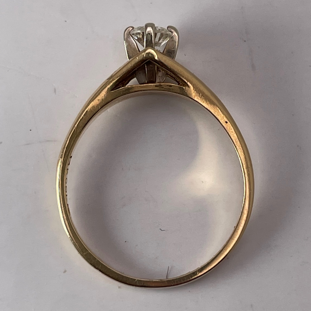 Lady's 14k Yellow and White Gold 0.32ct Diamond Solitaire Ring