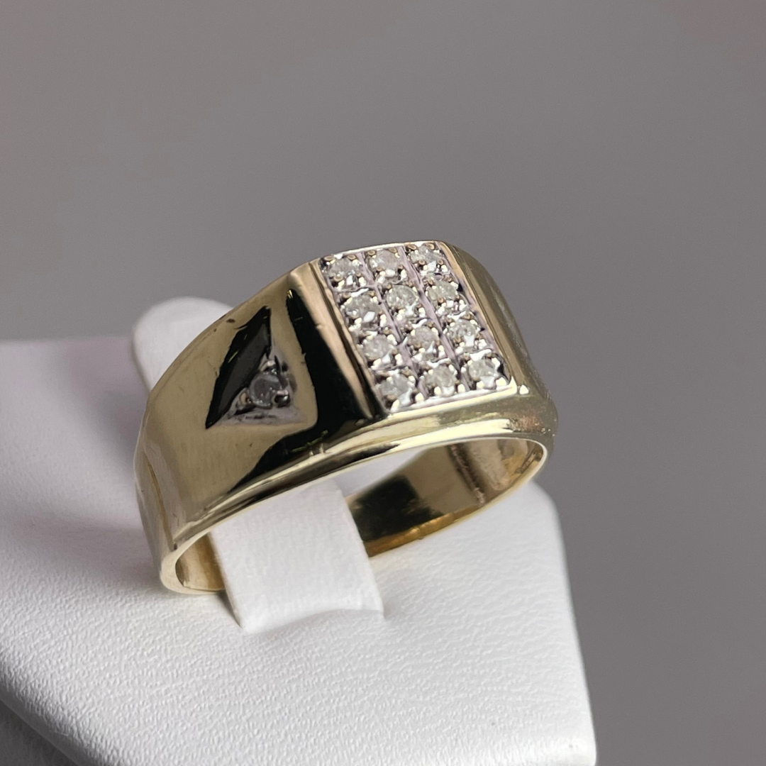 10K Yellow and White Gold 0.25ct Diamond Pave Ring