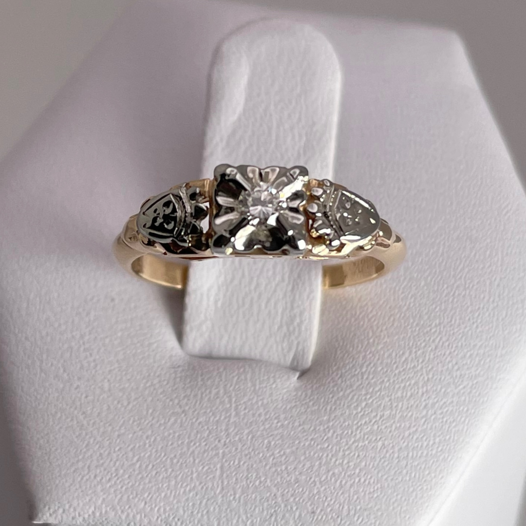 14k-18k Yellow & White Gold Round Cut 6pt Diamond Solitaire Ring