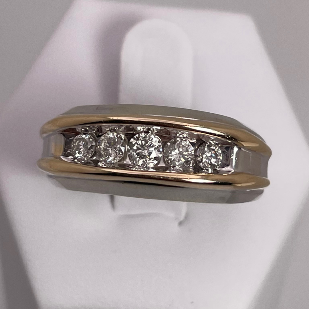 14k Yellow & White Gold 0.62ct Diamond Band Ring