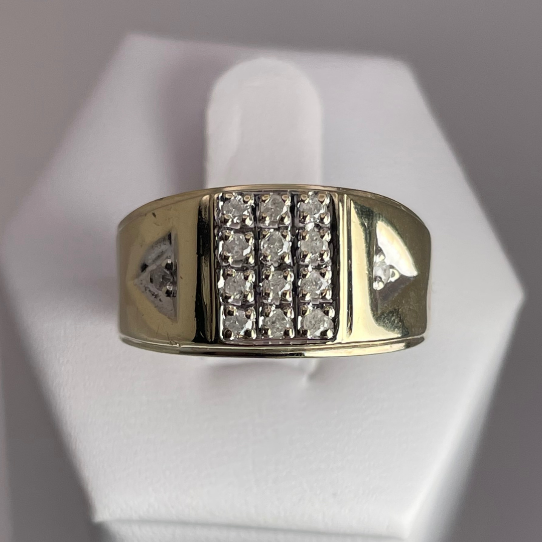 10K Yellow and White Gold 0.25ct Diamond Pave Ring