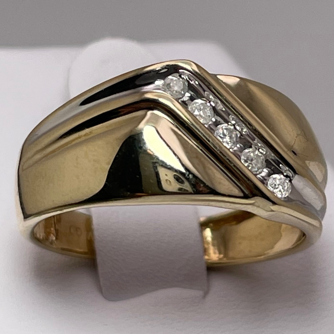 10k Yellow and White Gold 0.10ct Diamond Band Ring