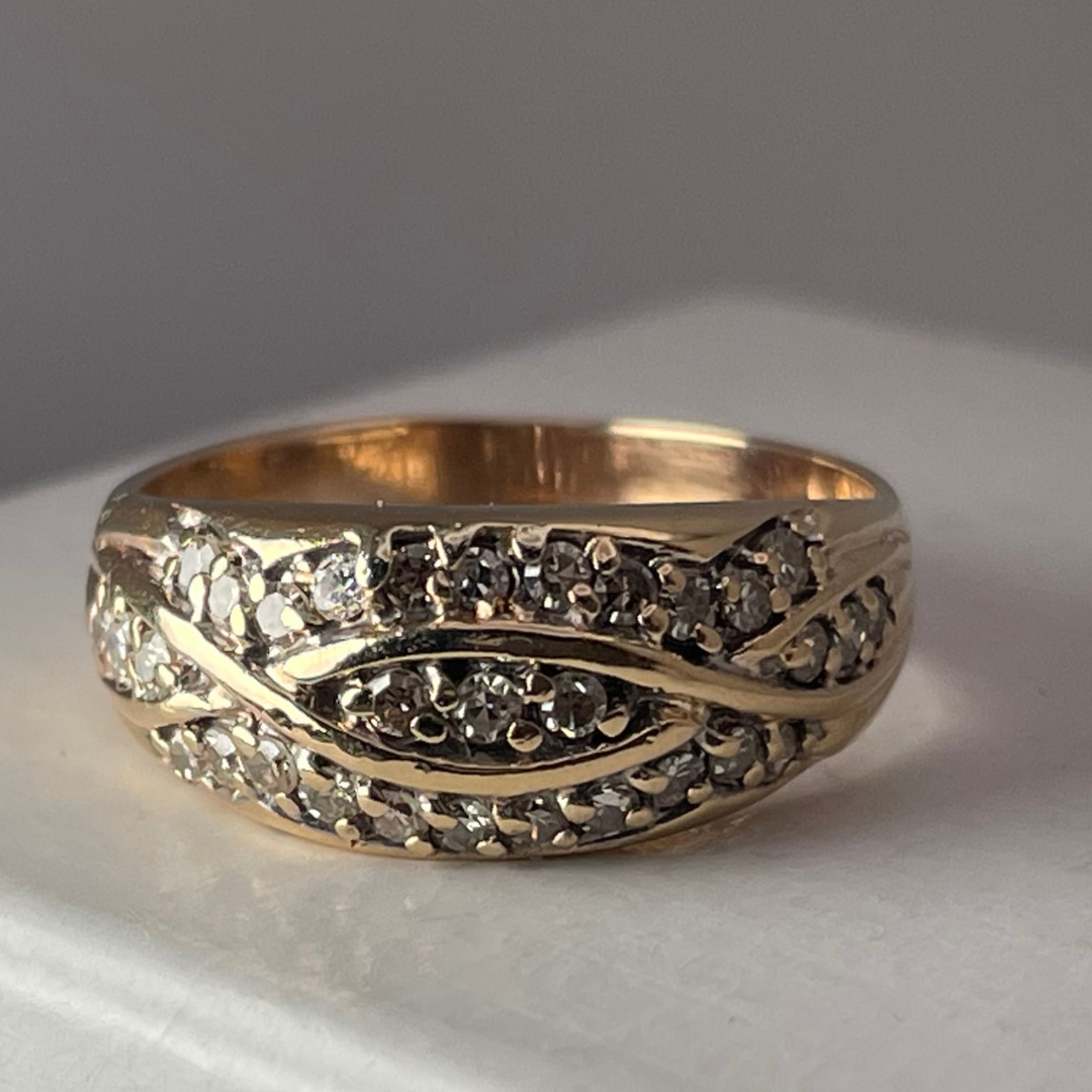 14k Yellow Gold 0.50ct Diamond Cluster Ring