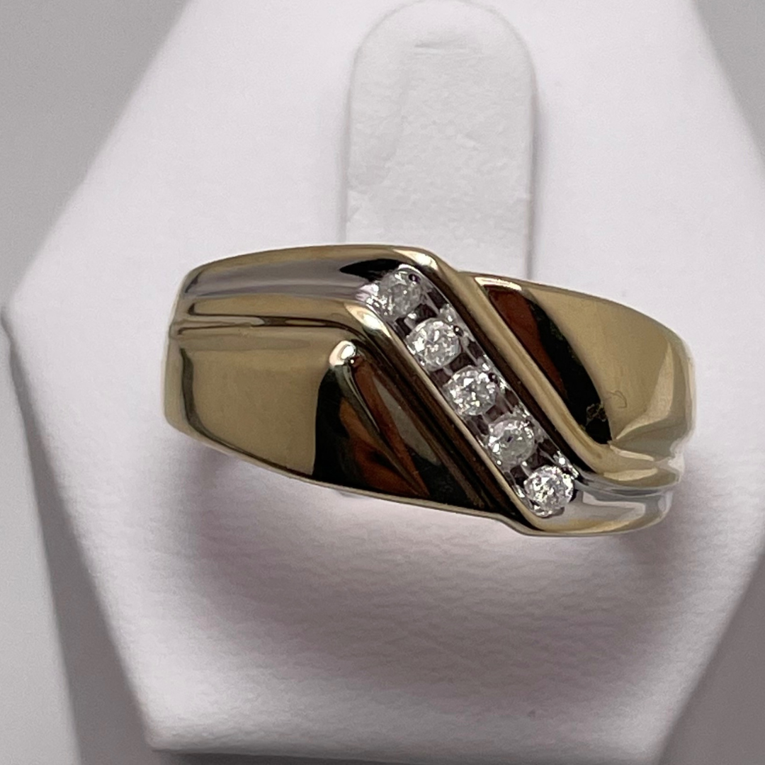 10k Yellow and White Gold 0.10ct Diamond Band Ring