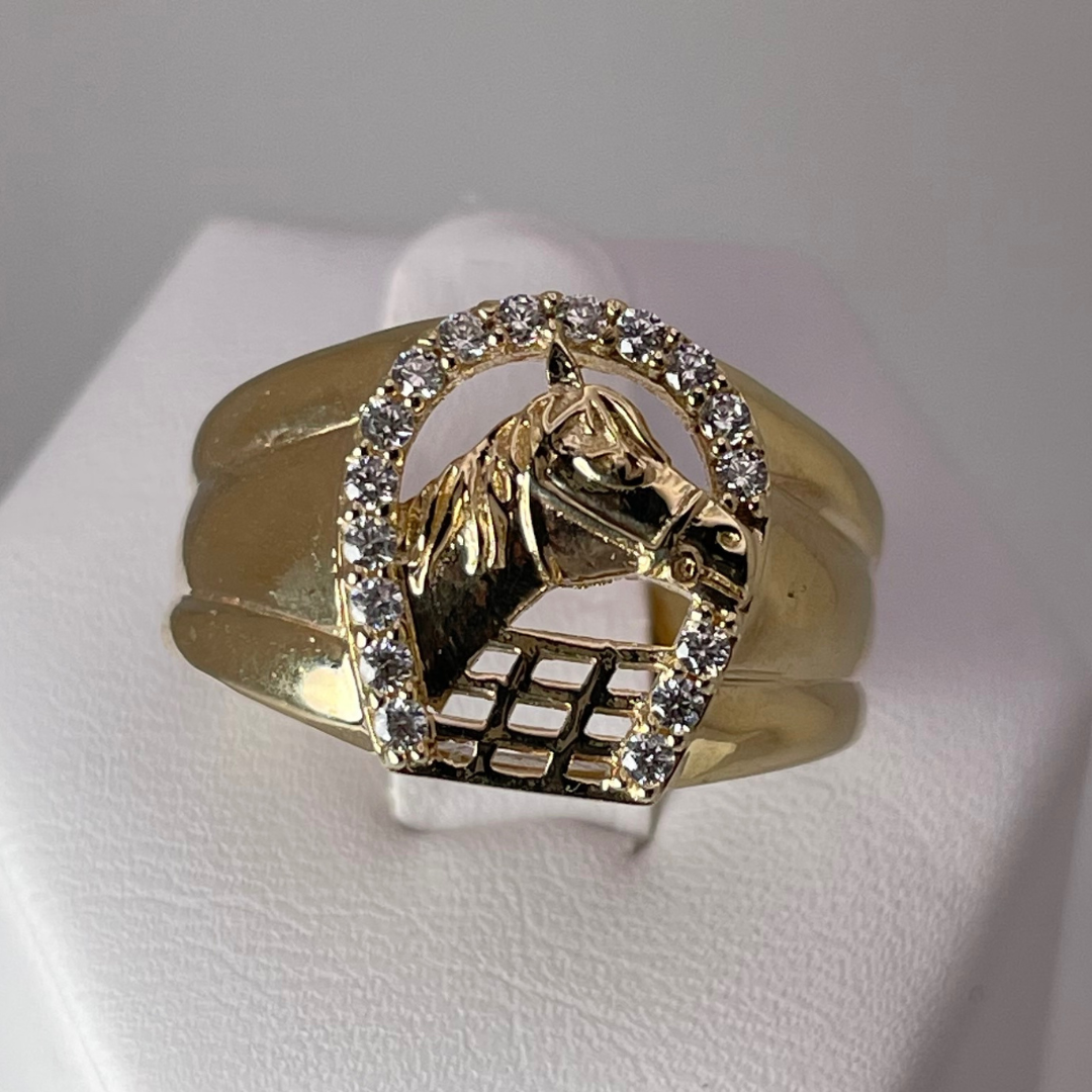 10k Yellow Gold CZ Horseshoe Ring