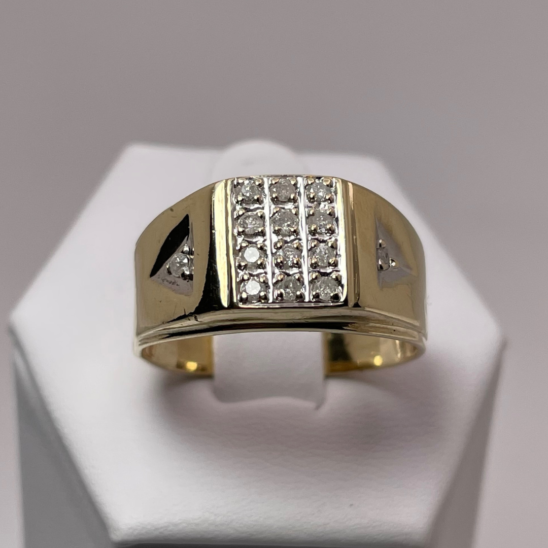 10K Yellow and White Gold 0.25ct Diamond Pave Ring