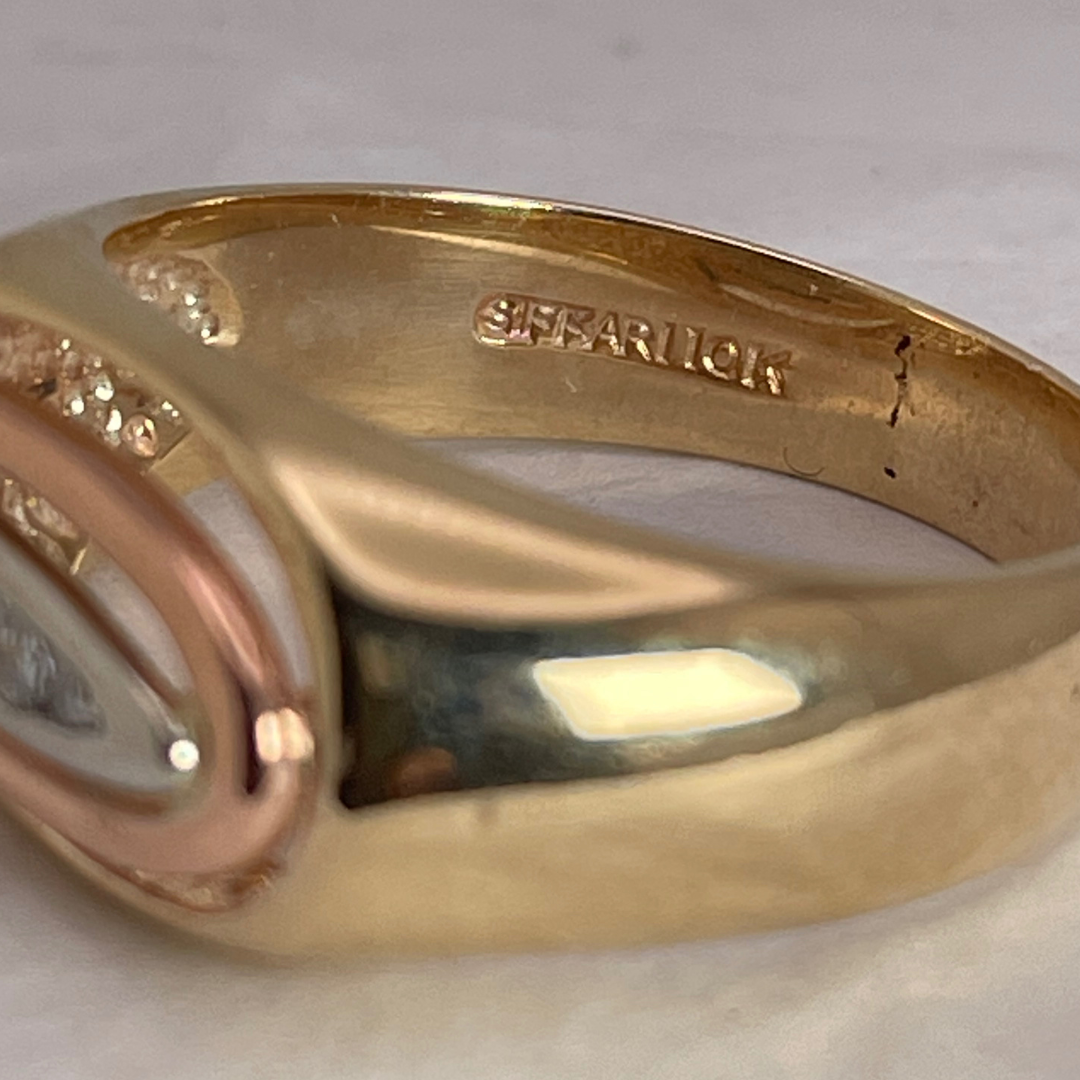 10k Yellow, White & Rose Gold 0.14 ct SIFFARI Diamond Ring