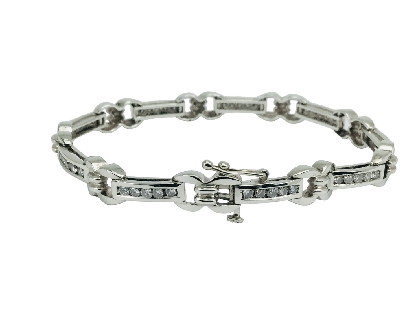 Vintage 14k White & Yellow Gold Diamond Tennis Bracelet 1.35ct 7 Inch