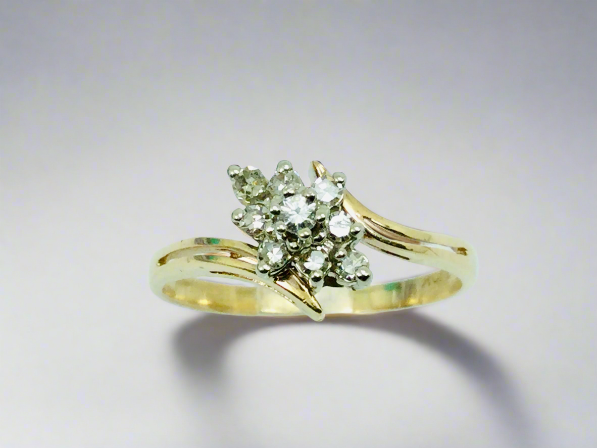 10k Yellow Gold 14pt Diamond Cluster Ring